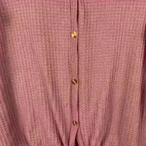 Mauve Waffled tie front V-Neck Sweater WOMENS Medium - Picture 7 of 8